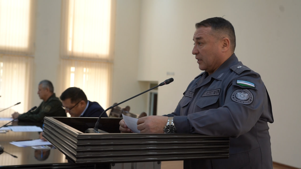Ichki ishlar vazirining oʻrinbosari general-mayor B.Y.Mirzarahimov viloyat Transportda xav…